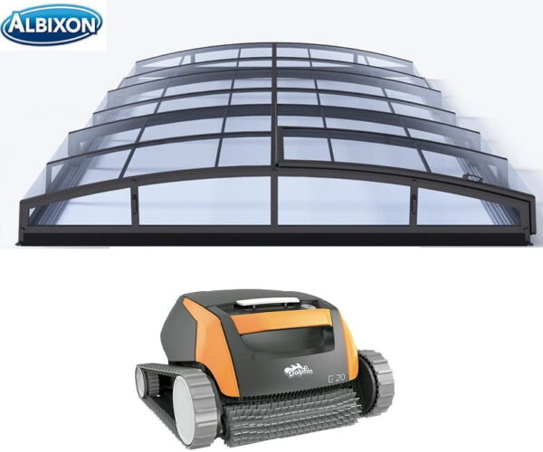 Niskie Zadaszenie na basen Casablanca Infinity B 8,6 x 4,5 x 0,7 ALBIXON BOX poliwęglan lity